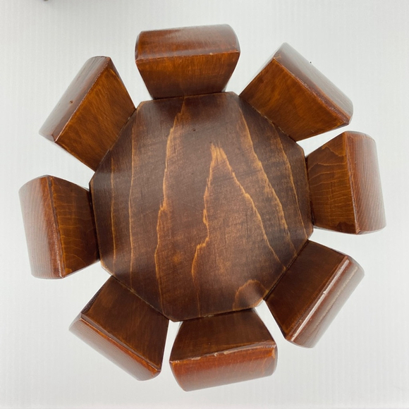 Wooden Table Top Planter Set Handmade Stands Hold 4 inch Round Pots - Picture 3 of 9